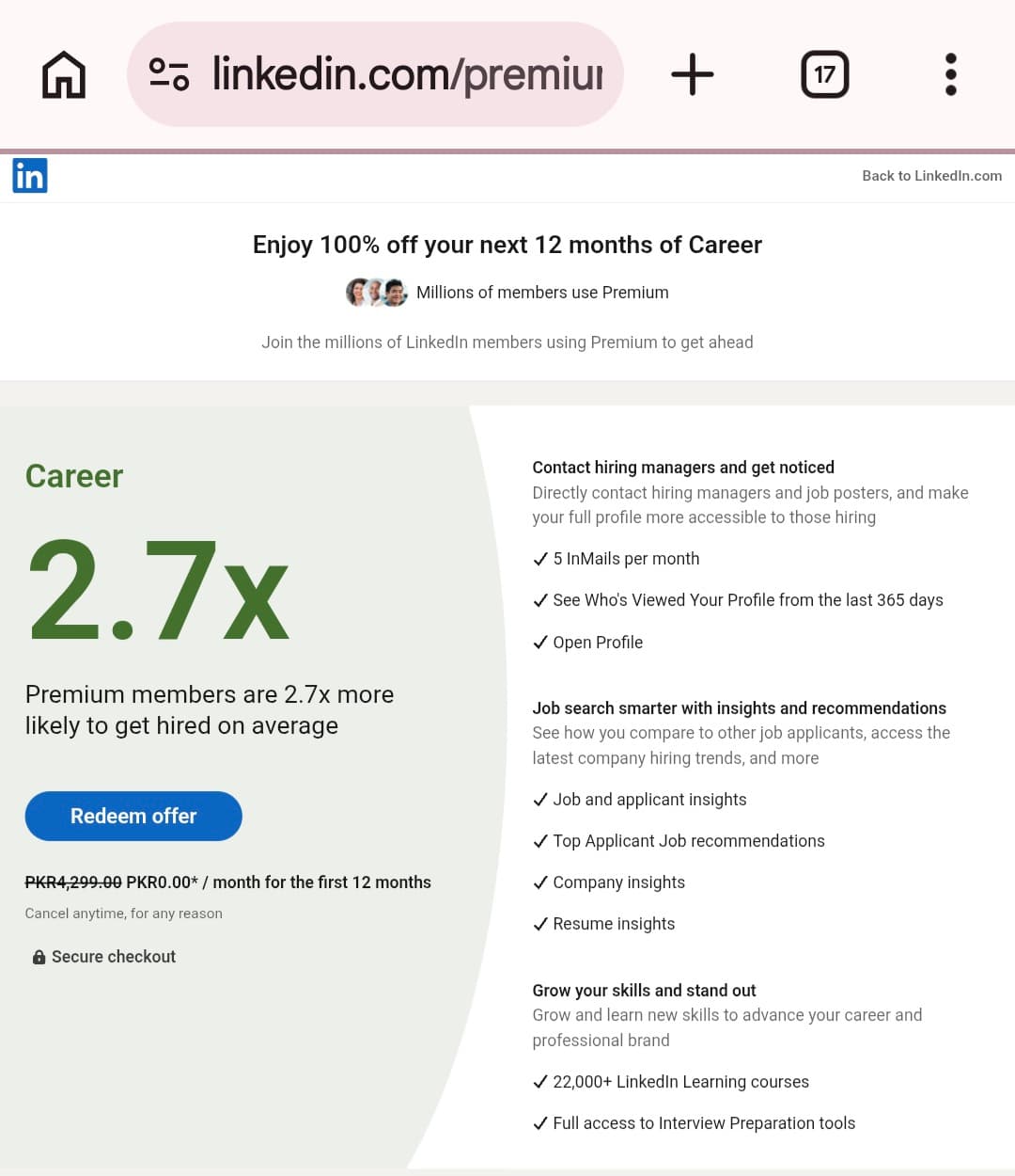 LinkedIn Premium Career – 12 Months Subscription | Job & Career Growth Tool